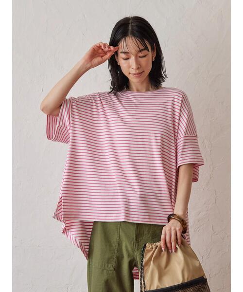 AMERICAN HOLIC（アメリカンホリック）の「バックフレアボーダープルオーバー（Tシャツ/カットソー・レディース・ブラック/ネイビー/ブラウン/ピンク・M/L）」の6枚目の写真