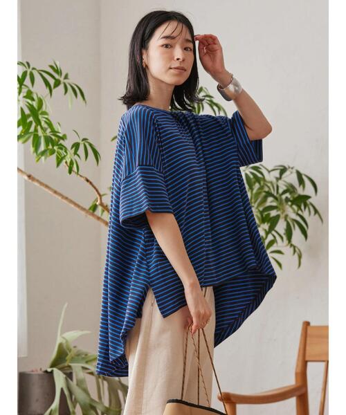 AMERICAN HOLIC（アメリカンホリック）の「バックフレアボーダープルオーバー（Tシャツ/カットソー・レディース・ブラック/ネイビー/ブラウン/ピンク・M/L）」の8枚目の写真