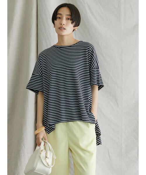 AMERICAN HOLIC（アメリカンホリック）の「バックフレアボーダープルオーバー（Tシャツ/カットソー・レディース・ブラック/ネイビー/ブラウン/ピンク・M/L）」の9枚目の写真