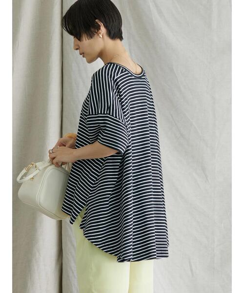 AMERICAN HOLIC（アメリカンホリック）の「バックフレアボーダープルオーバー（Tシャツ/カットソー・レディース・ブラック/ネイビー/ブラウン/ピンク・M/L）」の10枚目の写真