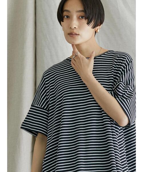 AMERICAN HOLIC（アメリカンホリック）の「バックフレアボーダープルオーバー（Tシャツ/カットソー・レディース・ブラック/ネイビー/ブラウン/ピンク・M/L）」の11枚目の写真