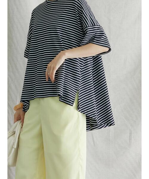 AMERICAN HOLIC（アメリカンホリック）の「バックフレアボーダープルオーバー（Tシャツ/カットソー・レディース・ブラック/ネイビー/ブラウン/ピンク・M/L）」の12枚目の写真