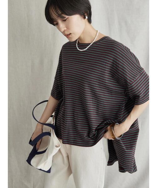 AMERICAN HOLIC（アメリカンホリック）の「バックフレアボーダープルオーバー（Tシャツ/カットソー・レディース・ブラック/ネイビー/ブラウン/ピンク・M/L）」の18枚目の写真