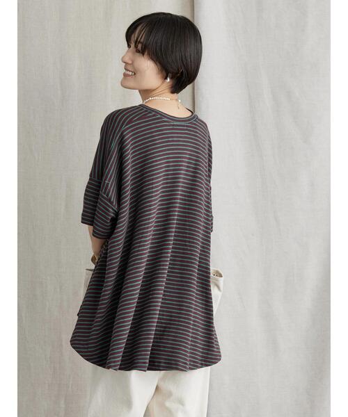 AMERICAN HOLIC（アメリカンホリック）の「バックフレアボーダープルオーバー（Tシャツ/カットソー・レディース・ブラック/ネイビー/ブラウン/ピンク・M/L）」の19枚目の写真