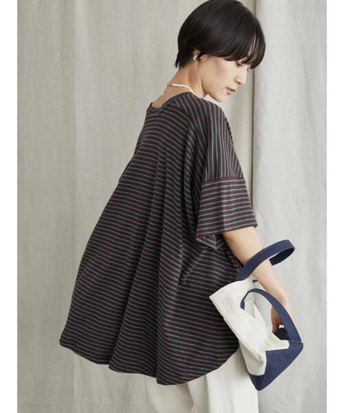 AMERICAN HOLIC（アメリカンホリック）の「バックフレアボーダープルオーバー（Tシャツ/カットソー・レディース・ブラック/ネイビー/ブラウン/ピンク・M/L）」の21枚目の写真