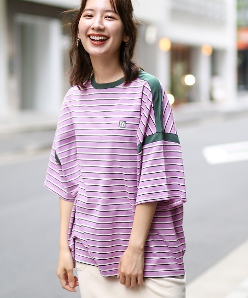 チチカカ（チチカカ）の「マルチボーダーＴシャツ（Tシャツ/カットソー・レディース・パープル/オレンジ/グリーン・FREE）」の2枚目の写真