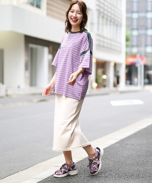 チチカカ（チチカカ）の「マルチボーダーＴシャツ（Tシャツ/カットソー・レディース・パープル/オレンジ/グリーン・FREE）」の5枚目の写真