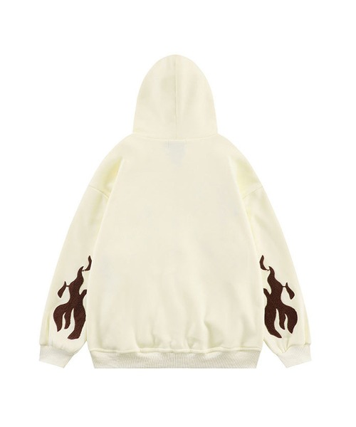 HOOK(フック)の「【HOOK】クロスと炎刺繍ジップパーカー(パーカー・メンズ・ブラック/ブラウン/ライトベージュ/ワインレッド/ネイビー・M/L/XL)」の7枚目の写真