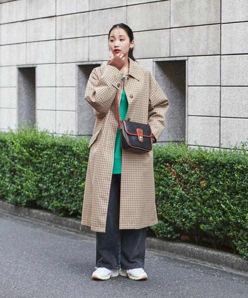 coen（コーエン）の「チェックステンカラーコート（ステンカラーコート・レディース・ブラウン/ベージュ・M/L）」の8枚目の写真