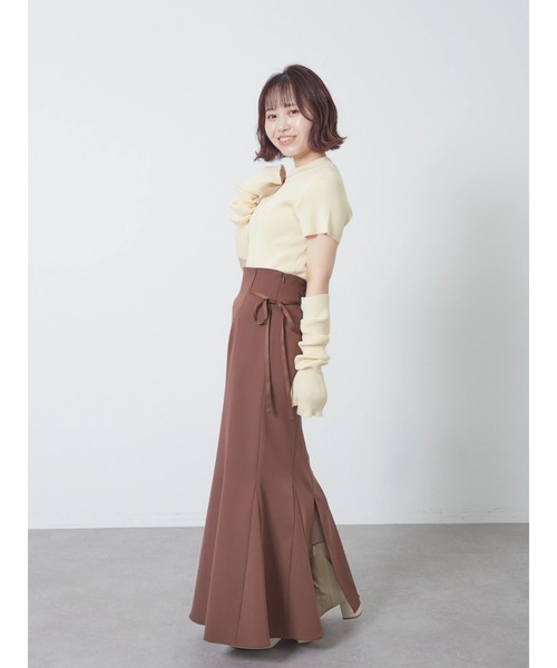 earth music&ecology(アースミュージックアンドエコロジー)の「サテンリボン付きマーメイドスカート(スカート・レディース・ブラック/ブラウン/ピンク系その他2・M/S)」の7枚目の写真