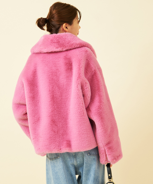 JAKKE/ジャッキー】 フェイクファーショートコート