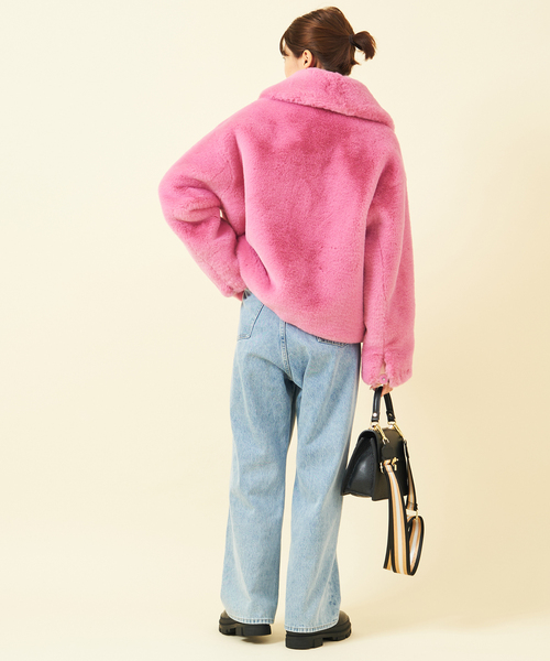 JAKKE/ジャッキー】 フェイクファーショートコート