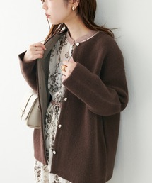 natural couture | 2022AWアイテム/フォックス混ダブルフェイス高見えニットコート(ノーカラーコート)