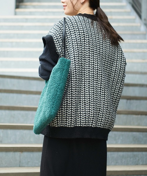 Actually(アクチュアリー)の「BOA TOTE ボアトートバッグ(トートバッグ・レディース・グリーン/グレー/アイボリー・フリー)」の12枚目の写真