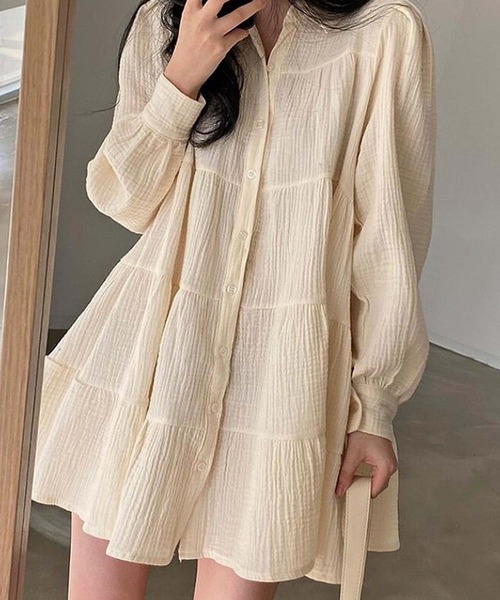 Girly Doll（ガーリードール）の「ティアードチュニックワンピース（ワンピース・レディース・ブラック/ベージュ・S/L/M）」の4枚目の写真