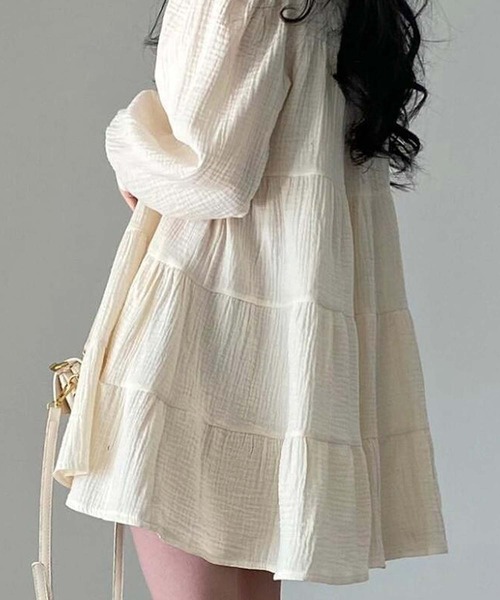 Girly Doll（ガーリードール）の「ティアードチュニックワンピース（ワンピース・レディース・ブラック/ベージュ・S/L/M）」の7枚目の写真