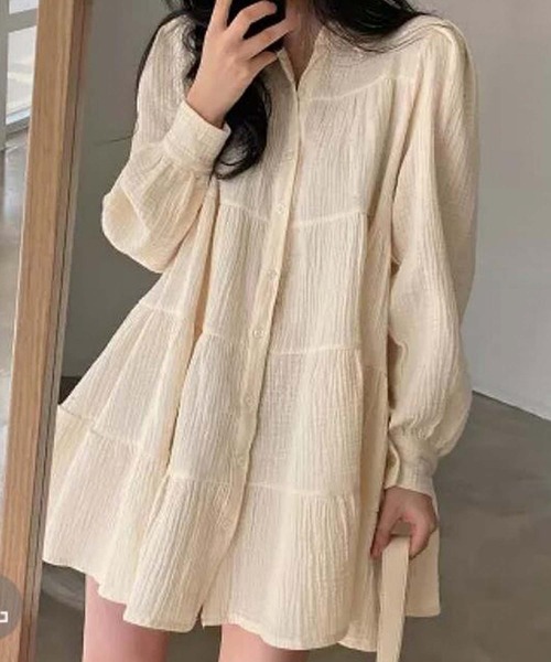 Girly Doll（ガーリードール）の「ティアードチュニックワンピース（ワンピース・レディース・ブラック/ベージュ・S/L/M）」の5枚目の写真