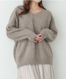 OUVRAGE CLASSE | フォックスファーVネックニット(ニット/セーター)