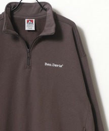BEN DAVIS/ベンデイビス ビッグシルエット ヘビーウェイト 裏起毛 ワンポイント刺繍 ハーフジップ スウェット トレーナー プルオーバー