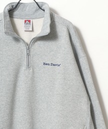BEN DAVIS/ベンデイビス ビッグシルエット ヘビーウェイト 裏起毛 ワンポイント刺繍 ハーフジップ スウェット トレーナー プルオーバー