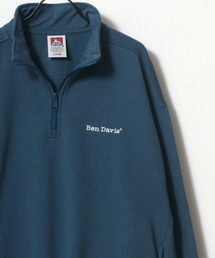 BEN DAVIS/ベンデイビス ビッグシルエット ヘビーウェイト 裏起毛 ワンポイント刺繍 ハーフジップ スウェット トレーナー プルオーバー