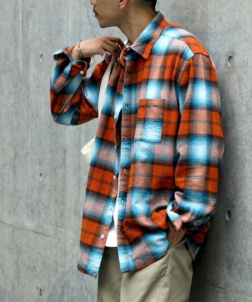 BACK NUMBER（バックナンバー）の「【BACK NUMBER】レギュラーチェックネルシャツ（シャツ/ブラウス・メンズ・ブルー/ホワイト/オレンジ・M/XL/L）」の18枚目の写真