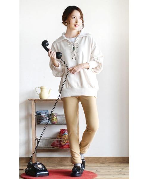 zootie（ズーティー）の「ももきもう 裏起毛パンツ（その他パンツ・レディース・ベージュ/ブラック/ピンク/ブルー/イエロー/グリーン/ライトインディゴブルー/チャコール/インディゴブルー/オリーブ・3L/LL/L/S/M）」の21枚目の写真