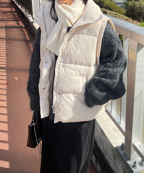 LE MORE(リモア)の「ヴィンテージタフタダウンベスト(ダウンベスト・レディース・ピンク/ブラック/アイボリー・FREE)」の5枚目の写真