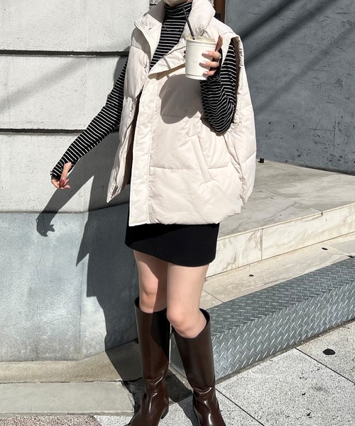 LE MORE(リモア)の「ヴィンテージタフタダウンベスト(ダウンベスト・レディース・ピンク/ブラック/アイボリー・FREE)」の11枚目の写真