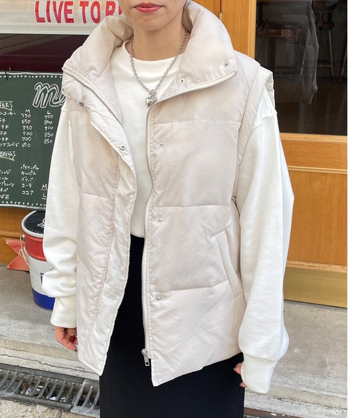 LE MORE(リモア)の「ヴィンテージタフタダウンベスト(ダウンベスト・レディース・ピンク/ブラック/アイボリー・FREE)」の13枚目の写真