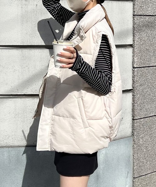 LE MORE(リモア)の「ヴィンテージタフタダウンベスト(ダウンベスト・レディース・ピンク/ブラック/アイボリー・FREE)」の17枚目の写真