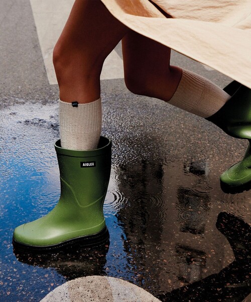 AIGLE（エーグル）の「チャンキーヒール ミッドレインラバーブーツ（レインシューズ・レディース・ブラック/オリーブ/モスグリーン・37/36/38/39/40）」の13枚目の写真