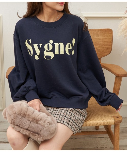 CHILLE（チル）の「sygneロゴスウェットプルオーバー（スウェット・レディース・アイボリー/グリーン/ネイビー/ピンク・FREE）」の3枚目の写真