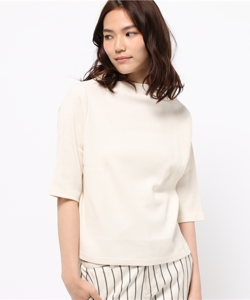 Kastane（カスタネ）の「【Kastane】ワッフルボトルネックプルオーバー（Tシャツ/カットソー・レディース・ピンク/オフホワイト/グレー・FREE）」の11枚目の写真