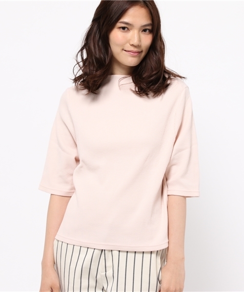 Kastane（カスタネ）の「【Kastane】ワッフルボトルネックプルオーバー（Tシャツ/カットソー・レディース・ピンク/オフホワイト/グレー・FREE）」の3枚目の写真