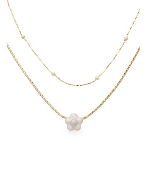 LILY BROWN（リリーブラウン）の「【LILY BROWN×MARY QUANT】デイジーダブルチェーンネックレス（ネックレス・レディース・ホワイト/ブラック・FREE）」の2枚目の写真