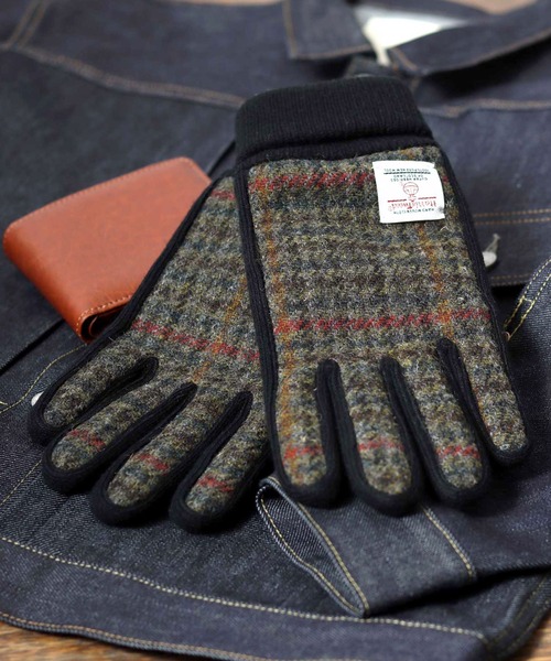 HARRIS TWEED（ハリスツイード）の「Harris Tweed/ハリスツイード  格子柄 無地 ツイード ピックレザーグローブ（手袋・メンズ・カーキ/ダークグレー/ホワイト系その他/グレー系その他7/ネイビー/グレー系その他3/グレー系その他4/ブラック系その他/ブラック/チャコール・FREE）」の9枚目の写真