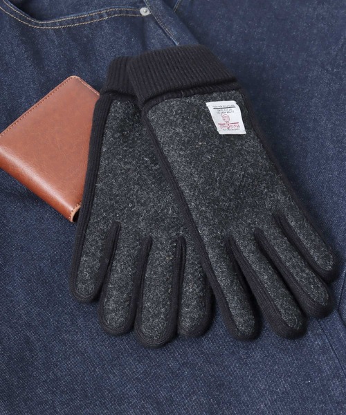 HARRIS TWEED（ハリスツイード）の「Harris Tweed/ハリスツイード  格子柄 無地 ツイード ピックレザーグローブ（手袋・メンズ・カーキ/ダークグレー/ホワイト系その他/グレー系その他7/ネイビー/グレー系その他3/グレー系その他4/ブラック系その他/ブラック/チャコール・FREE）」の5枚目の写真