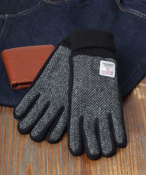 HARRIS TWEED（ハリスツイード）の「Harris Tweed/ハリスツイード  格子柄 無地 ツイード ピックレザーグローブ（手袋・メンズ・カーキ/ダークグレー/ホワイト系その他/グレー系その他7/ネイビー/グレー系その他3/グレー系その他4/ブラック系その他/ブラック/チャコール・FREE）」の6枚目の写真