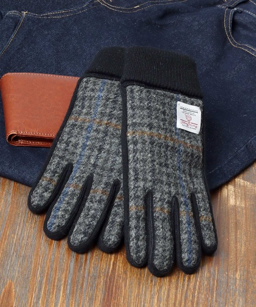 HARRIS TWEED（ハリスツイード）の「Harris Tweed/ハリスツイード  格子柄 無地 ツイード ピックレザーグローブ（手袋・メンズ・カーキ/ダークグレー/ホワイト系その他/グレー系その他7/ネイビー/グレー系その他3/グレー系その他4/ブラック系その他/ブラック/チャコール・FREE）」の8枚目の写真