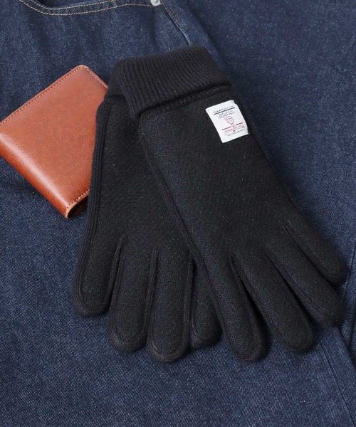 HARRIS TWEED（ハリスツイード）の「Harris Tweed/ハリスツイード  格子柄 無地 ツイード ピックレザーグローブ（手袋・メンズ・カーキ/ダークグレー/ホワイト系その他/グレー系その他7/ネイビー/グレー系その他3/グレー系その他4/ブラック系その他/ブラック/チャコール・FREE）」の3枚目の写真