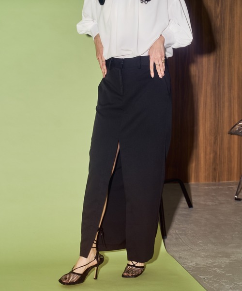 HANNE(アン)の「ローライズフロントスリットロングスカート(スカート・レディース・ブラック/グレー・フリー)」の18枚目の写真