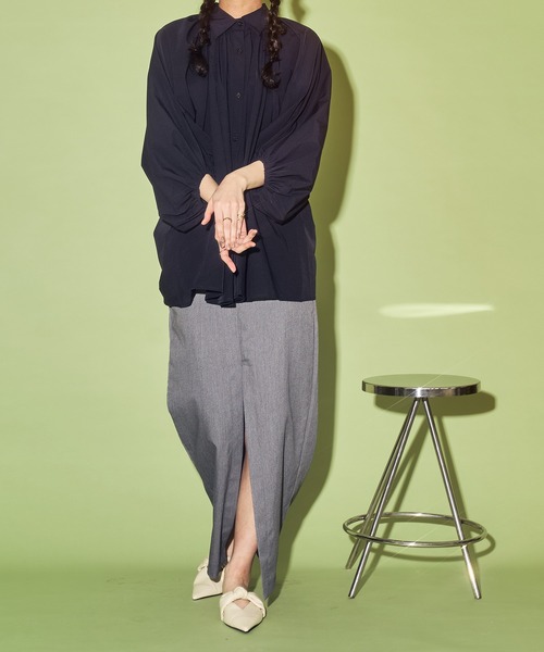 HANNE(アン)の「ローライズフロントスリットロングスカート(スカート・レディース・ブラック/グレー・フリー)」の9枚目の写真