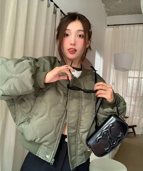 LYEON(リヨン)の「キルティングショートブルゾン(ブルゾン・レディース・グリーン/ブラック・FREE)」の17枚目の写真