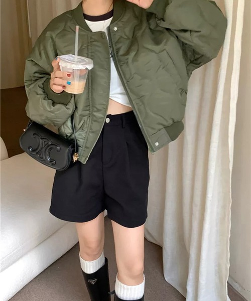 LYEON(リヨン)の「キルティングショートブルゾン(ブルゾン・レディース・グリーン/ブラック・FREE)」の15枚目の写真