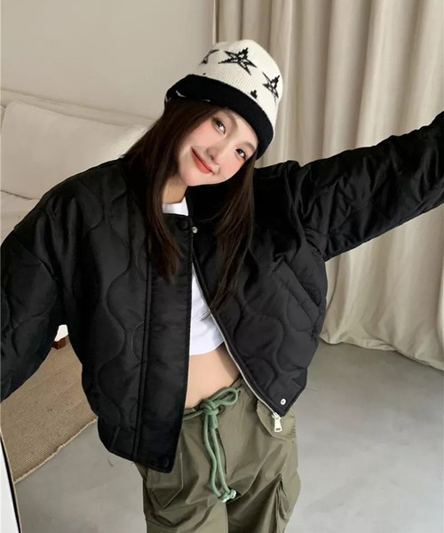 LYEON(リヨン)の「キルティングショートブルゾン(ブルゾン・レディース・グリーン/ブラック・FREE)」の13枚目の写真