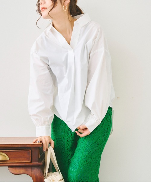 Chez toi(シェトワ)の「BACKギャザースキッパーシャツ(シャツ/ブラウス・レディース・ホワイト/オフホワイト/サックスブルー/ピンク・FREE)」の7枚目の写真