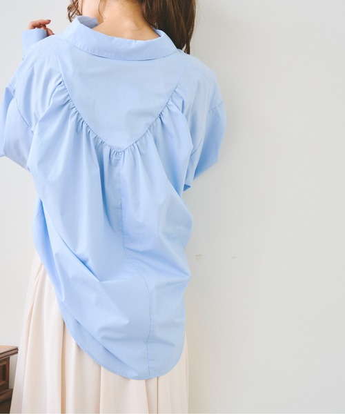 Chez toi(シェトワ)の「BACKギャザースキッパーシャツ(シャツ/ブラウス・レディース・ホワイト/オフホワイト/サックスブルー/ピンク・FREE)」の9枚目の写真