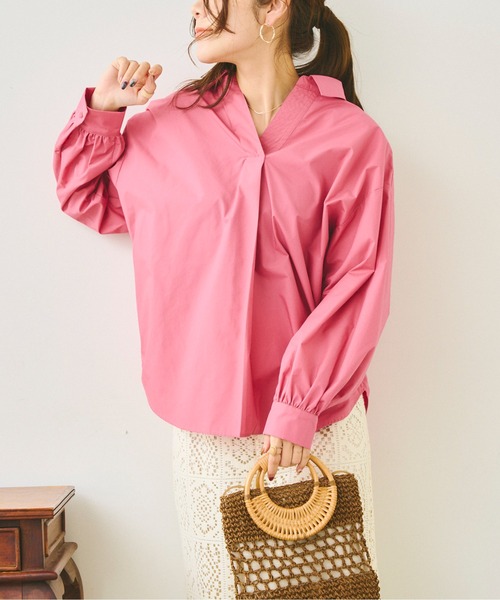 Chez toi(シェトワ)の「BACKギャザースキッパーシャツ(シャツ/ブラウス・レディース・ホワイト/オフホワイト/サックスブルー/ピンク・FREE)」の11枚目の写真