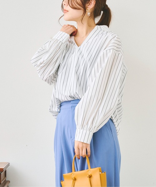 Chez toi(シェトワ)の「BACKギャザースキッパーシャツ(シャツ/ブラウス・レディース・ホワイト/オフホワイト/サックスブルー/ピンク・FREE)」の14枚目の写真